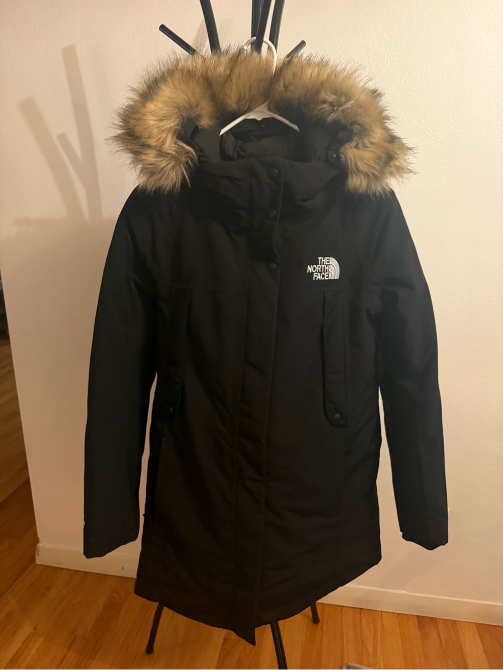 The North Face Black Puffer Parka with Faux Fur Trim